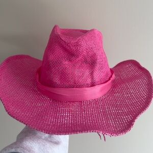 Pink Straw Cowgirl Hat